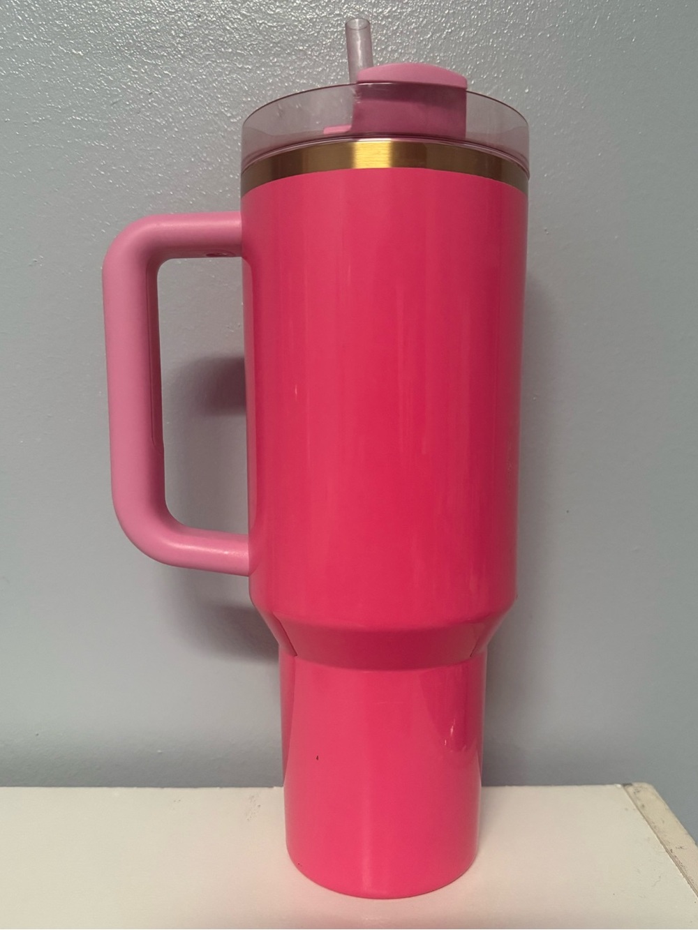 Stanley Hot Pink Insulated Travel Tumbler with Handle and Straw - Picture 2 of 6